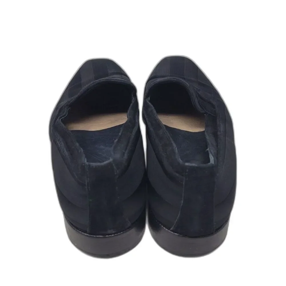 Emilio Franco Black Striped Slip On Loafers